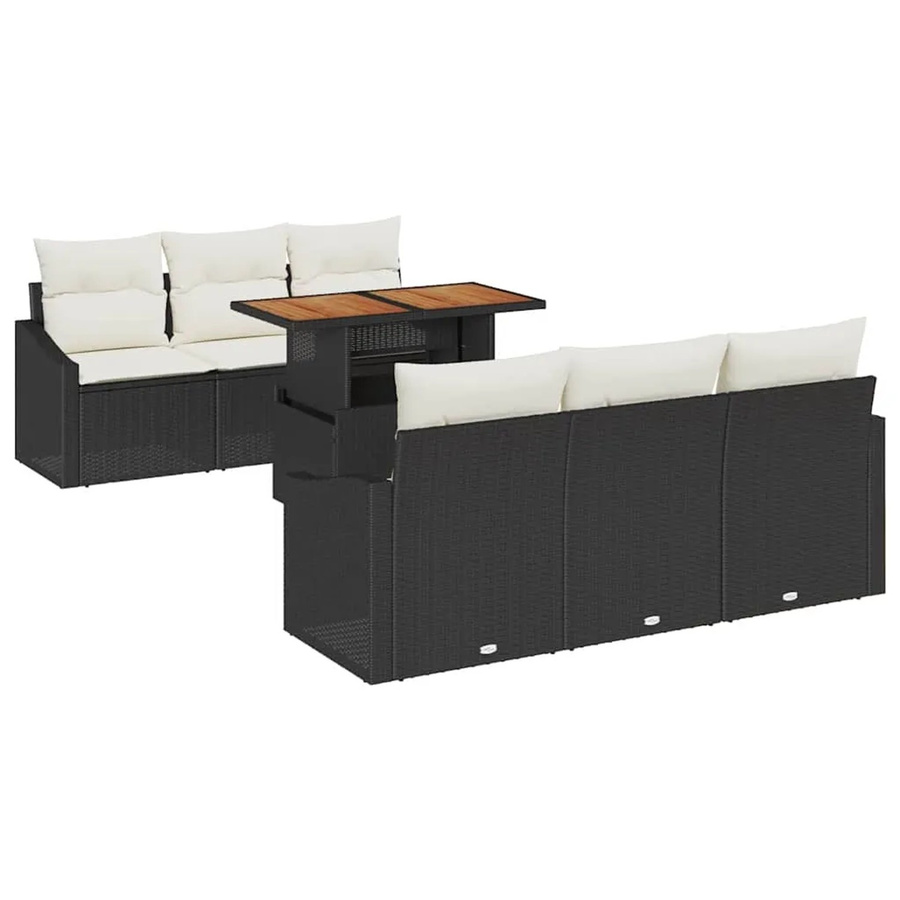 vidaXL 7-tlg. Garten-Sofa-Set aus Poly-Rattan in Schwarz mit Stauraum und Polsterauflagen - Bild 2