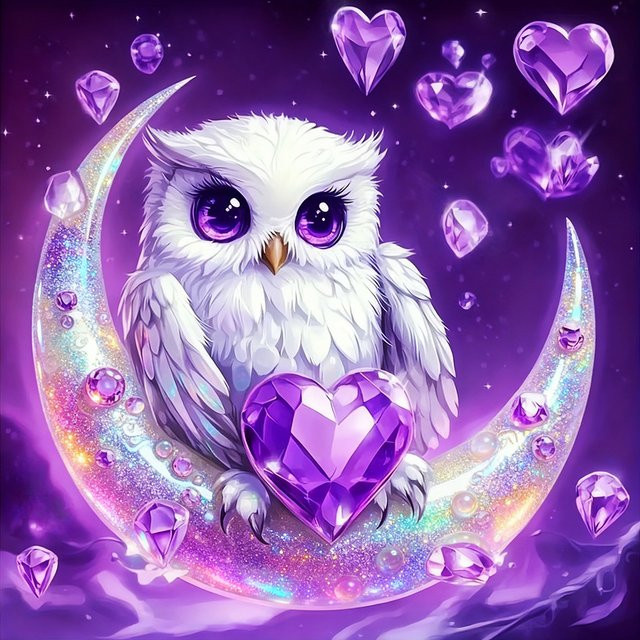 EverShine Eule Mond Mosaik Herz, Diamant Stickerei Kit, Tiere - Bild 1
