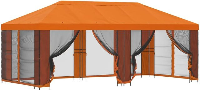 vidaXL Pavillon mit Seitenwänden aus Polyester und Stahl in Orange, B: 600 cm, T: 300 cm, H: 250 cm - Bild 1