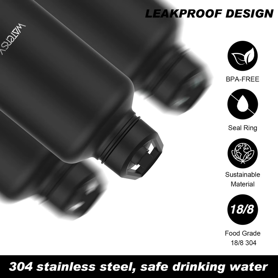 WATERSY Sportwasserflasche aus Edelstahl in Grün, isolierte Thermoflasche mit 650 ml (ca. 22 oz) für Sport und Reise - Bild 2