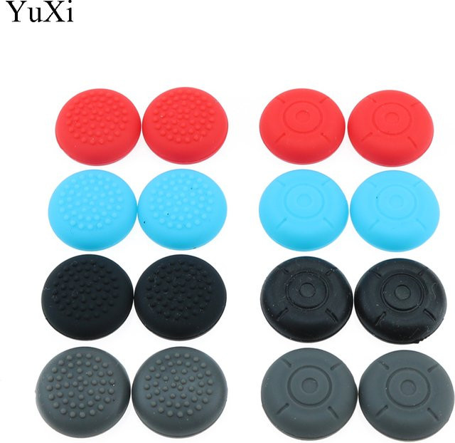 YuXi 2 Silikon-Daumenstick-Griffkappen in Schwarz für Nintendo Switch, Switch Lite und Joy-Con Analog-Joystick-Schutzhüllen - Bild 1