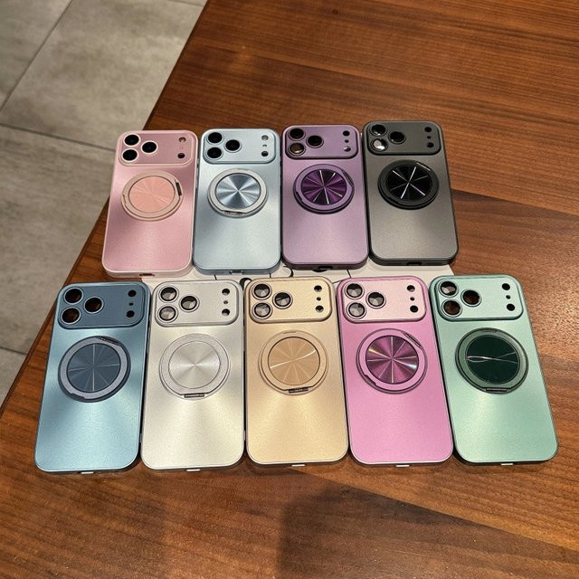 MUQGEW Stoßfeste iPhone Schutzhülle mit 360 Grad rotierbarer Halterung in einfarbigem Luxus-Design für iPhone 17 Air 16 15 14 13 12 11 Pro Max Plus - Bild 1