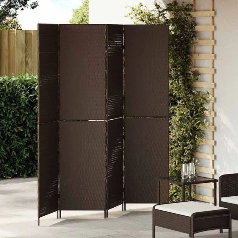Vidaxl Raumteiler aus Polyrattan in Braun, modern und freistehend, B/H: 195 x 180 cm - Bild 1