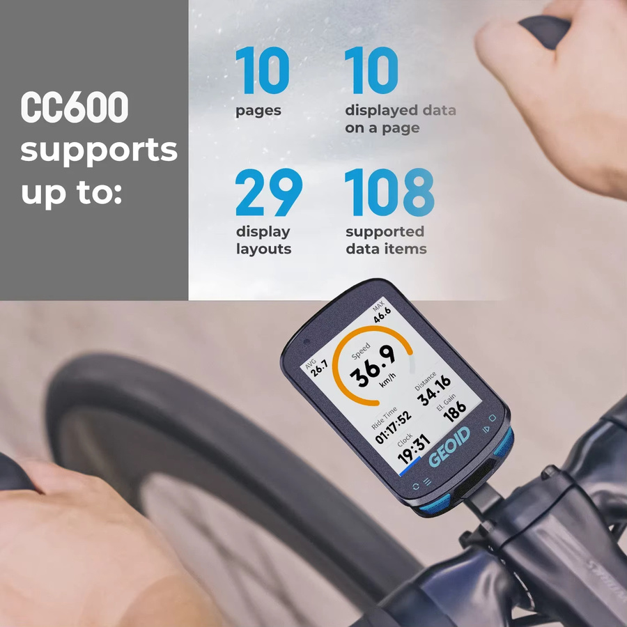 GEOID GPS Fahrradcomputer mit intelligenter Navigation, Farbbildschirm und WLAN, Schwarz - Bild 3