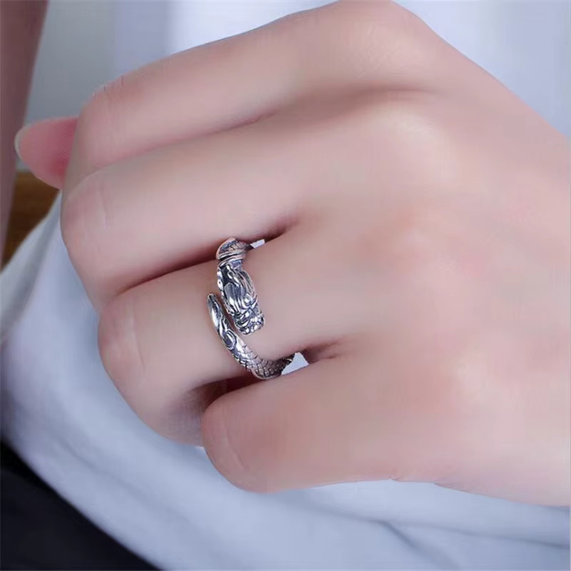 GaGa-Duck Ring, 925 Silber, Drache, Vintage - Bild 3