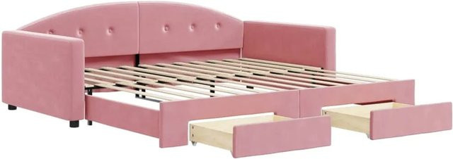 vidaXL Tagesbett ausziehbar mit Schubladen in Rosa, Samt, B/T/H: 200 x 100 x 75 cm - Bild 1