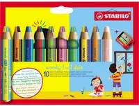 STABILO woody 3 in 1 duo Buntstifte mit Spitzer, 10 Stück, Multicolour - Bild 1