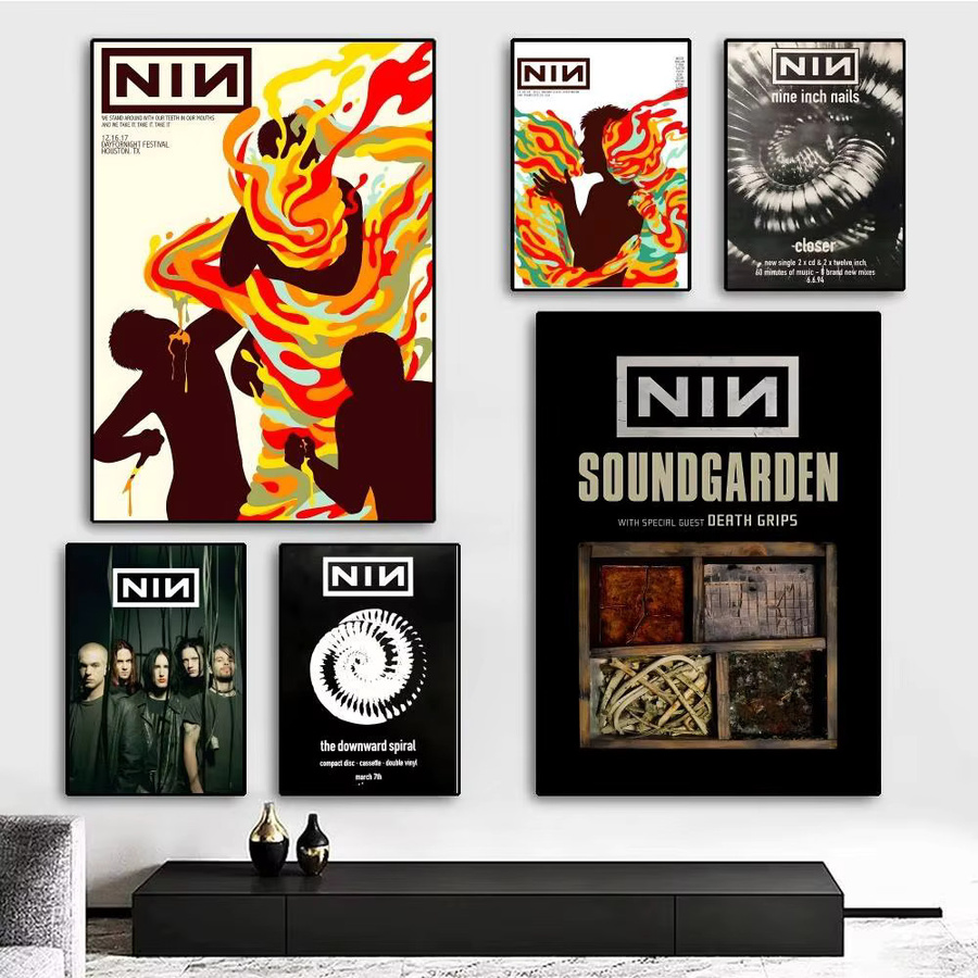Wasserfester Wandaufkleber N-Nine I-Inch Nails Poster im Retro-Stil, abstrakter Wandkunstdruck für Wohnzimmer und Schlafzimmer, Mehrfarbig - Bild 2