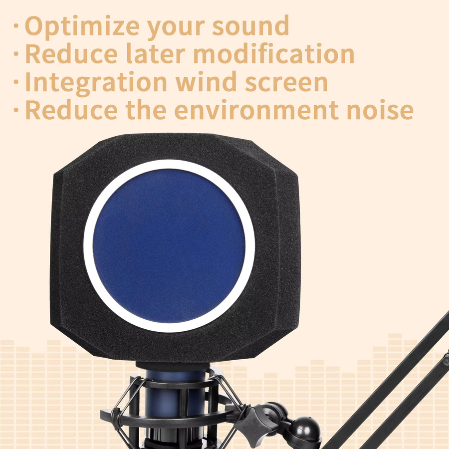 Depusheng pf8 Mikrofon Windschutz Pop Filter in Schwarz als professionelle Schallschutz Schutzhülle für Kondensatormikrofone im Studio - Bild 2
