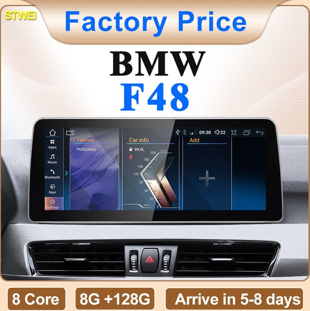 STWEI Android Auto Video Player mit 12,3 Zoll Display und GPS für BMW X1 F48 (2016-2018), Drahtloses CarPlay, Schwarz - Bild 1