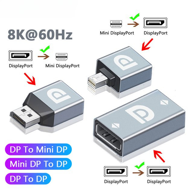BSN DisplayPort zu Mini DisplayPort Adapter für 8K und 4K Auflösung, Mini DP auf DP Konverter für Monitor, PC, MacBook Pro und Air - Bild 1