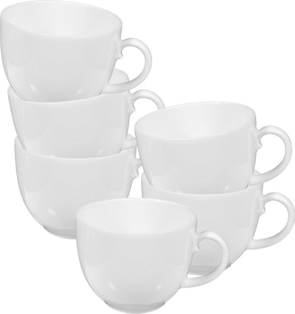 Seltmann Weiden Kaffeetassen Rondo/Liane aus Porzellan, Weiß, 6er Set, 0,21 l pro Tasse - Bild 1