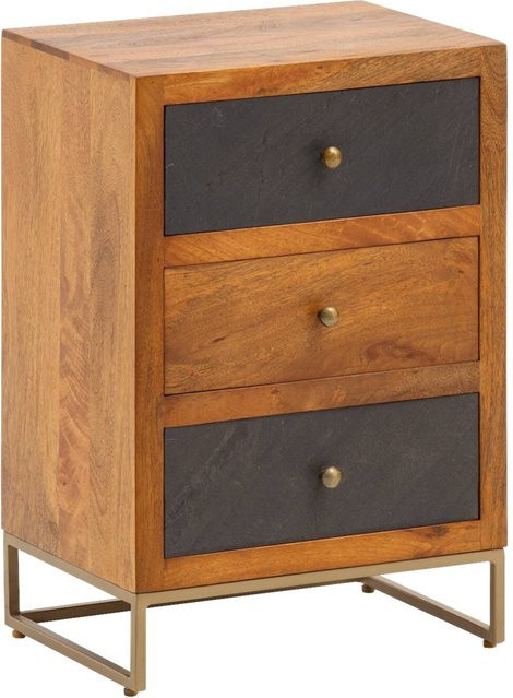 Wohnling Nachtkonsole modern in Braun aus Mango Massivholz, B/H/T: 40 x 60 x 30 cm - Bild 1