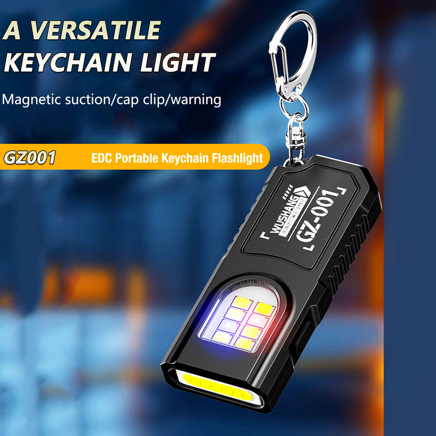 BALDR USB-aufladbare LED COB Taschenlampe in Schwarz mit Stiftclip, Magnet und Schlüsselanhänger - Bild 2