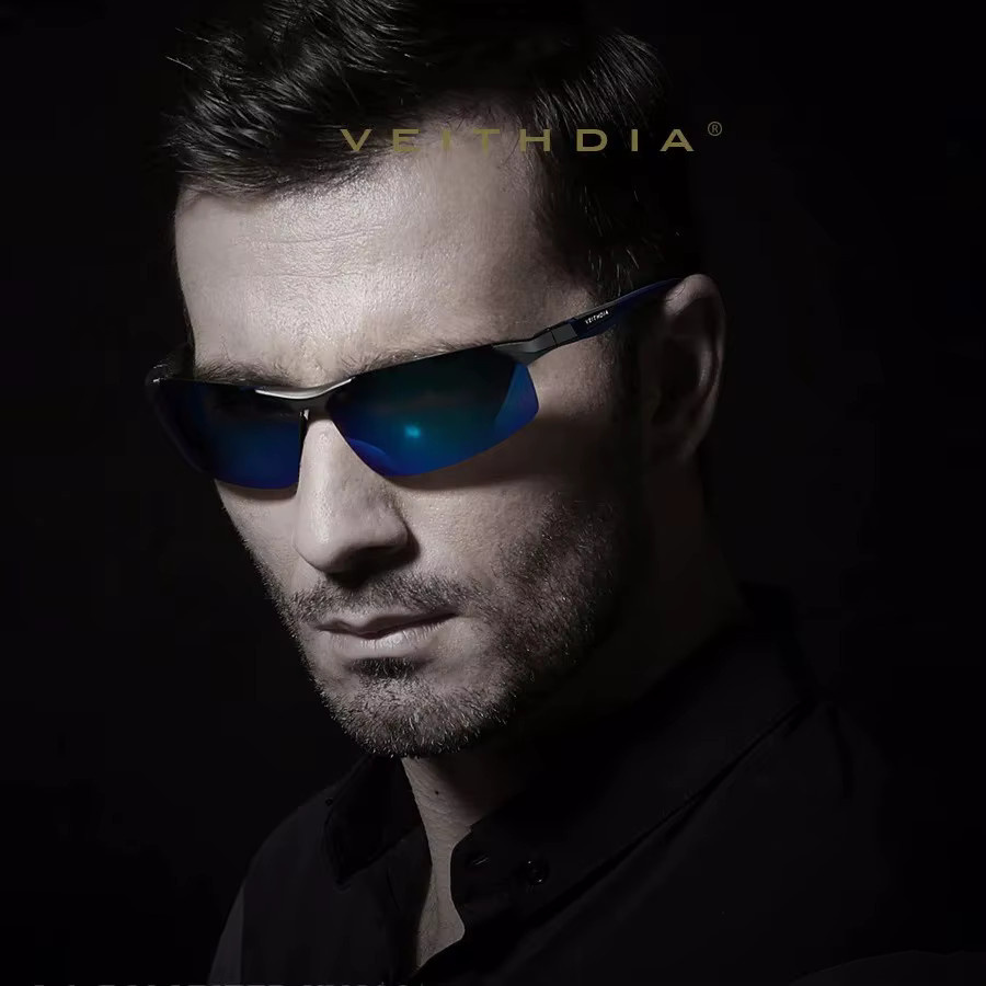 Veithdia Sonnenbrille Herren, Aluminium, Magnesium, blau, polarisiert - Bild 2