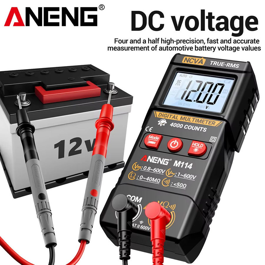 ANENG M114 True RMS Digital-Multimeter mit NCV-Tester und Spannungsprüfer in Schwarz - Bild 2