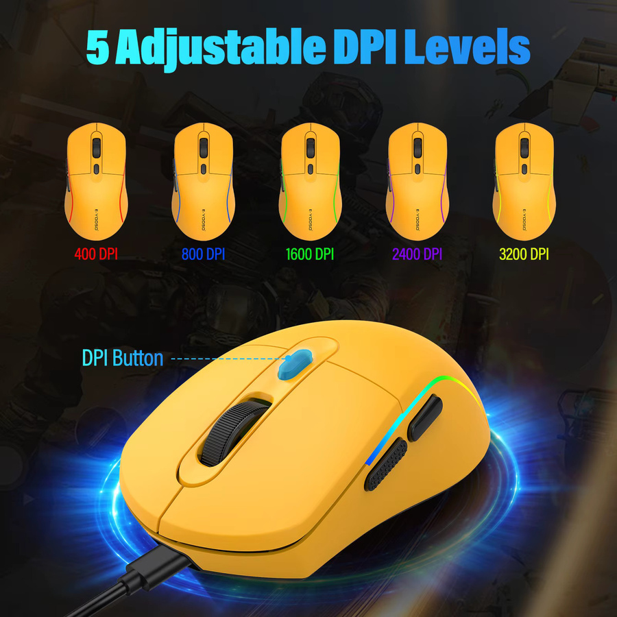 E-YOOSO Gaming-Maus SG8925 Ultraleicht, Kabelgebunden, RGB, Orange, USB-C Anschluss für PC und Laptop - Bild 2