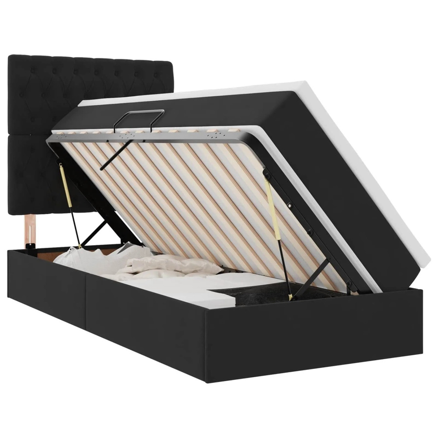 vidaXL Bett mit Stauraum und LED in Schwarz aus Samt, B/T: 100 x 200 cm - Bild 2