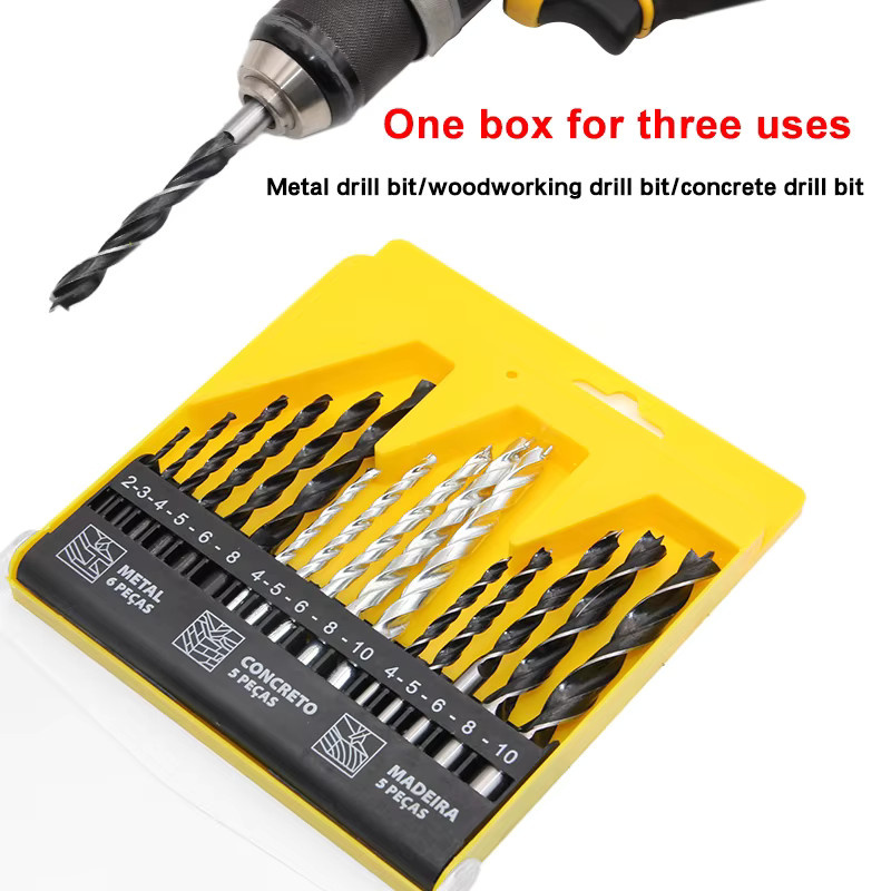 Mr Drill 16-teiliges Bohrer-Set mit Dreipunkt-Holzbohrern und Spiralbohrern für Holz und Metall inklusive Lokalisierungswerkzeug und Kunststoff-Bits - Bild 4