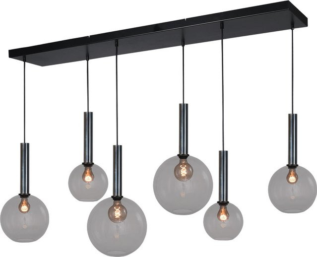 Masterlight Bella 2 Pendelleuchte 6-flammig in Rauchgrau mit Glaskugeln im Öl-Design - Bild 1