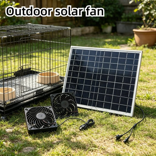 EESBAO Solarbetriebener Abluftventilator 10W für Tierhäuser, Hühnerställe und Gewächshäuser in Schwarz - Bild 1