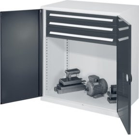 Kappes Schwerlastbeistellschrank Mod. 65 mit Doppelwandtüren und 3 Schubladen, Grau, H: 111 cm, B: 60 cm, T: 60 cm - Bild 1