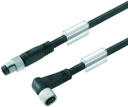 Weidmüller Sensor-Aktor-Steckverbinder M8 konfektioniert, Stecker gerade und Buchse gewinkelt, Schwarz, Kabellänge: 3,00 m - Bild 1