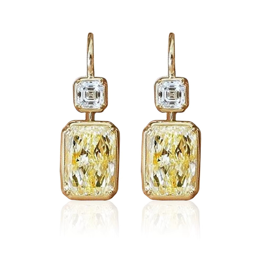 Huitan Ohrringe, Gelbe Zirkonia, Gold, Damen - Bild 2