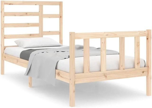 vidaXL Massivholzbett aus Kiefernholz in Braun mit rustikaler Optik, B/T/H: 90 x 190 x 104 cm - Bild 1
