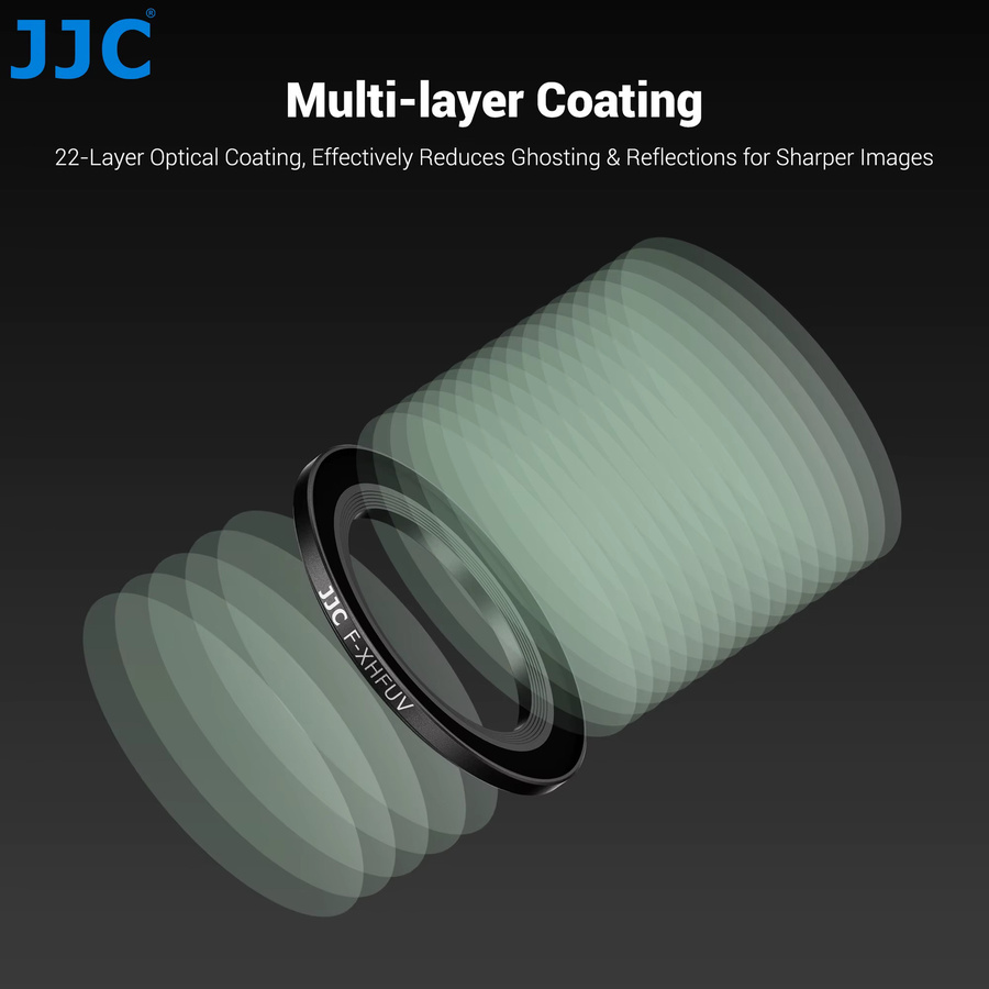 JJC Magnetischer UV-Filter mit Objektivdeckel für Fujifilm X-HF1 in Schwarz, L39 Antireflexions-Filter aus optischem Glas - Bild 3