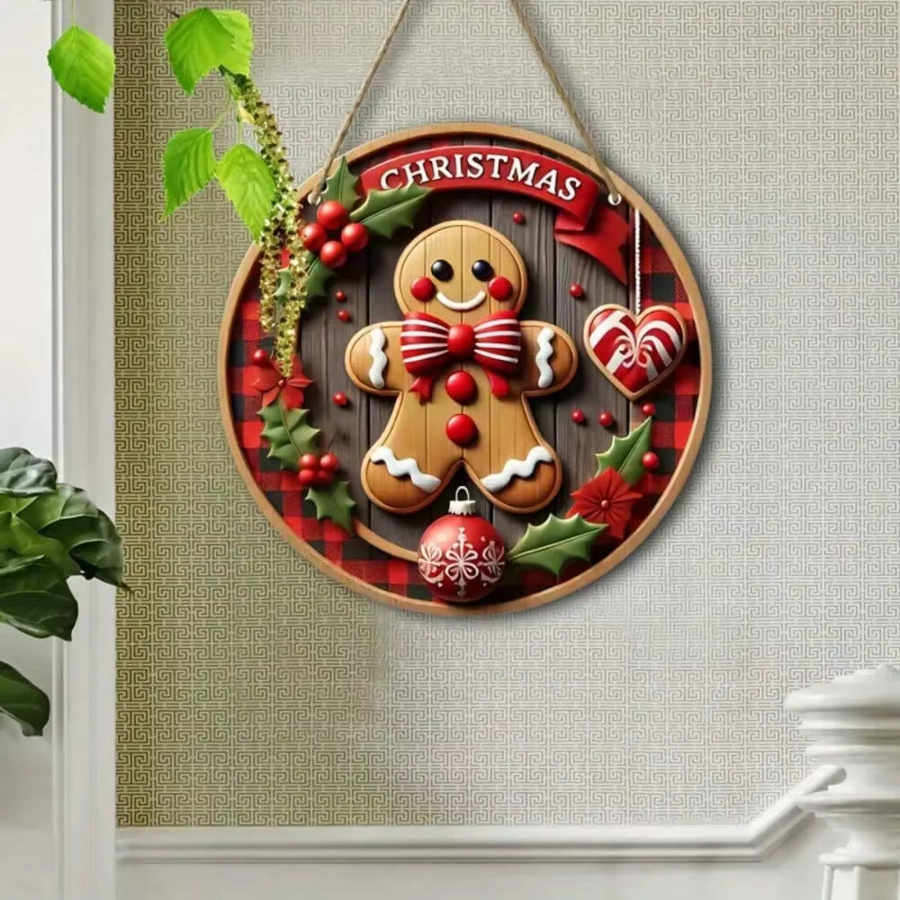 CIFBUY Lebkuchenmann Wandschild aus Holz in Mehrfarben als rustikale Weihnachtsdekoration - Bild 2