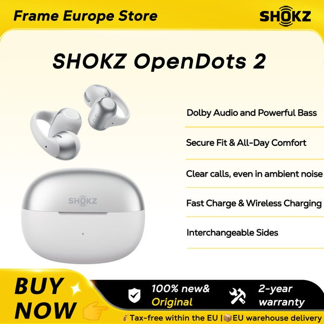SHOKZ OpenDots 2 E320 Ohrbügel-Kopfhörer in Weiß mit Bluetooth für Sport und Laufen - Bild 1