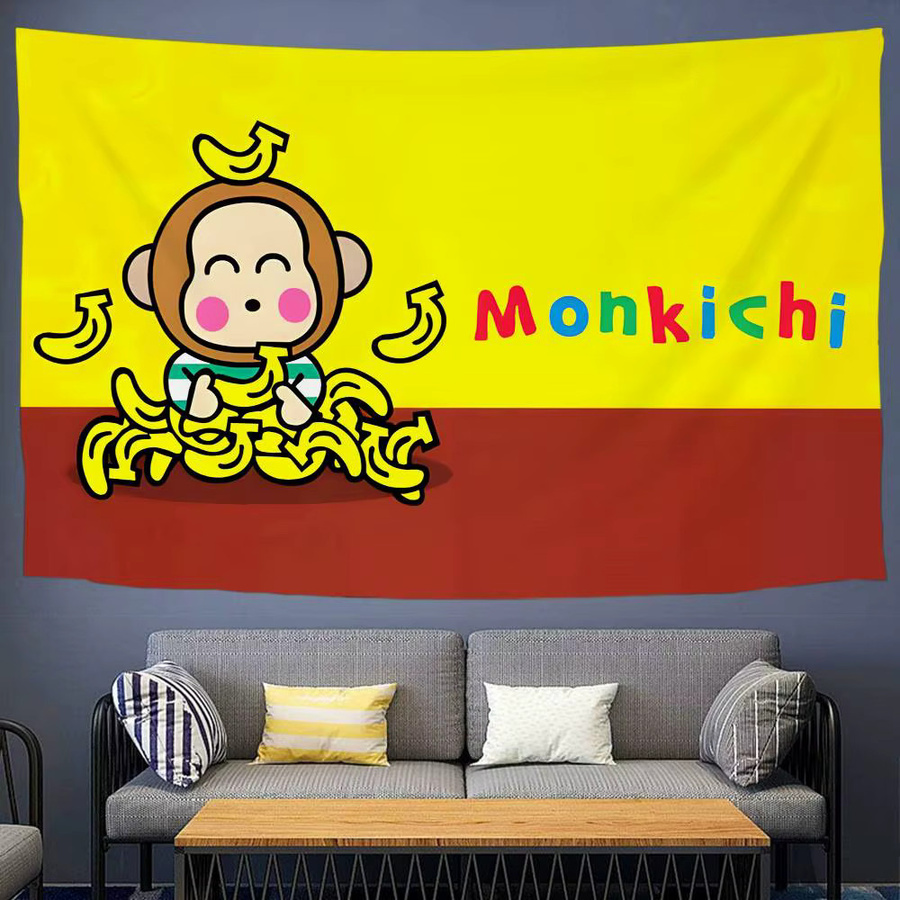 Monkichis Bohemian Wandteppich mit Cartoon Affe im Tarot-Stil, B/H: 70 x 50 cm - Bild 3