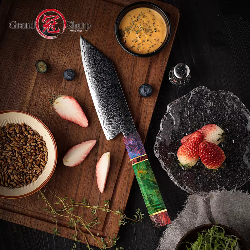 Grandsharp Kiritsuke Küchenmesser aus Damast-Edelstahl mit Holzgriff, 5,5 Zoll - Bild 2