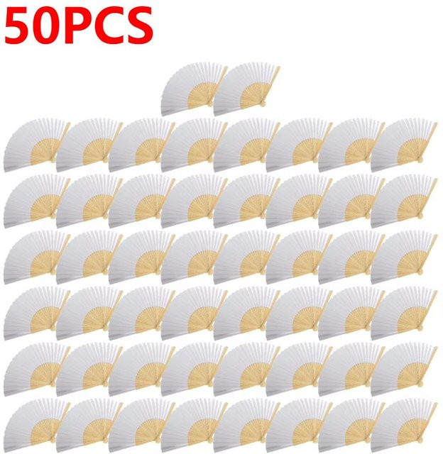 50 Stück APWIKOGER DIY Bambus Faltfächer aus Papier in Beige für Kalligraphie und Malerei für Erwachsene und Kinder - Bild 1