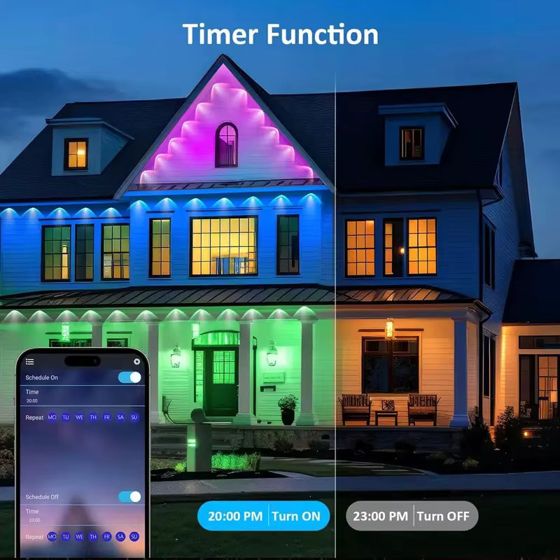 TLEDMP Smart RGBIC LED Traufenkette mit WIFI, Wasserdichte Outdoor Lichterkette für Party und Hochzeit, kompatibel mit Alexa und Google Assistant, Multicolour - Bild 5