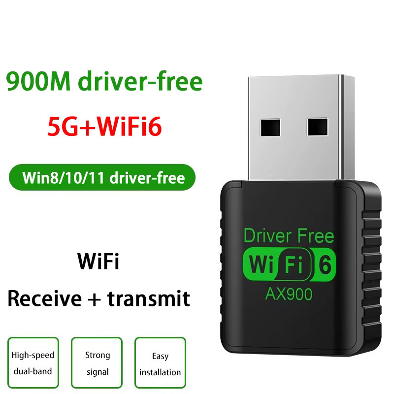DIXSG AX900 2in1 USB Dongle mit WiFi 6 und Bluetooth 5.3, Dual Band 2,4 GHz & 5 GHz WLAN Empfänger, Schwarz - Bild 3