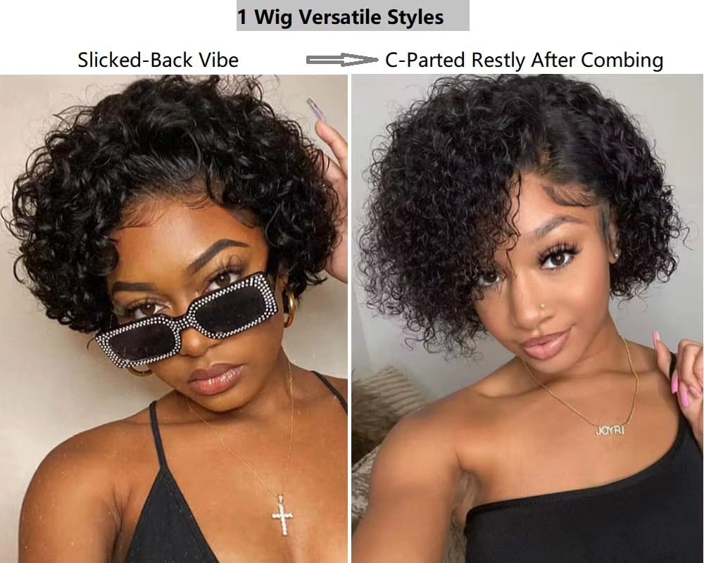OYM HAIR Lace-Front-Perücke, kurze Pixie-Schnitt-Perücke, Echthaar, Damen - Bild 2
