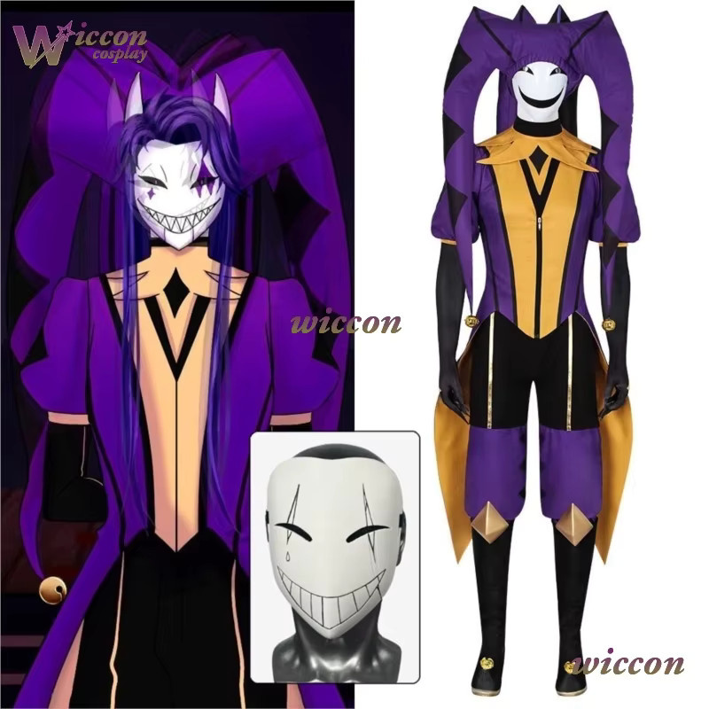 Yesok The Freak Circus-Jester Cosplay, Clown-Outfit Kostüm, Lila - Bild 3