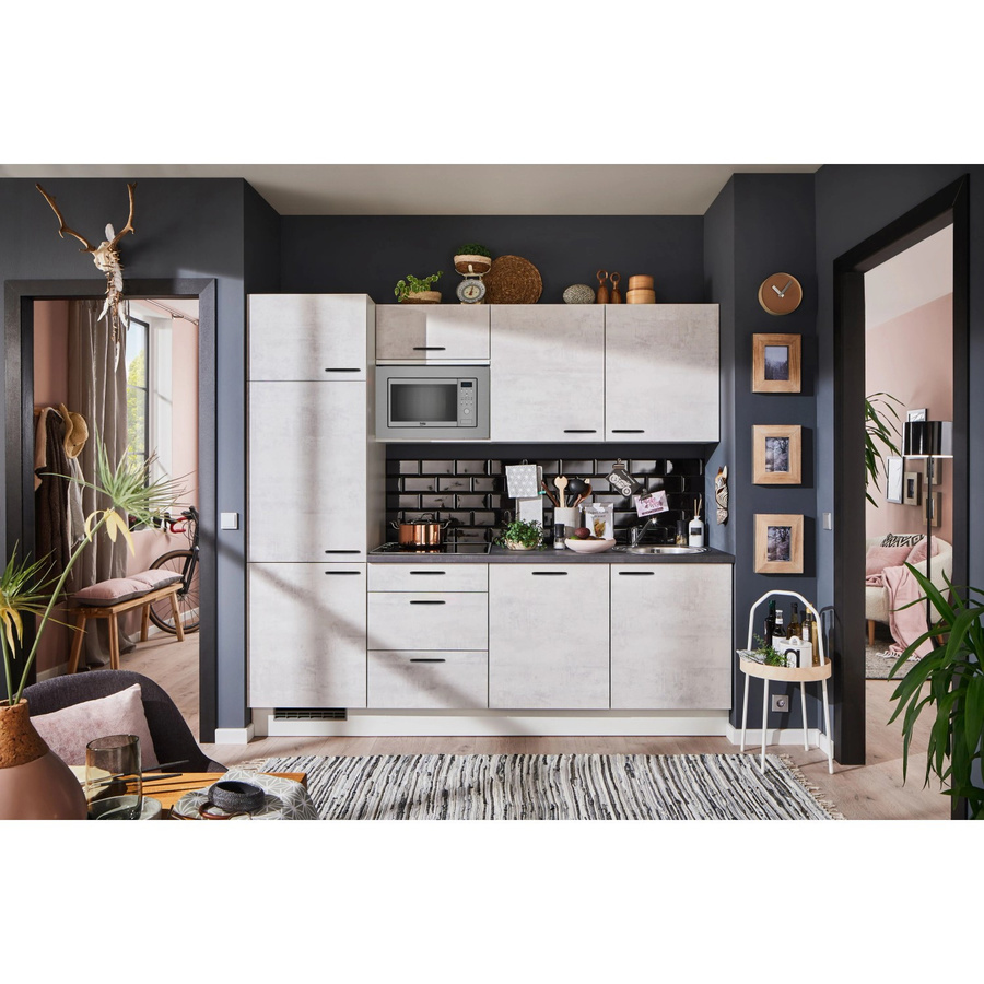 pino Küchenzeile Beton Weißgrau mit Geräteschrank B/T/H: 240 x 60 x 76,7 cm - Bild 2