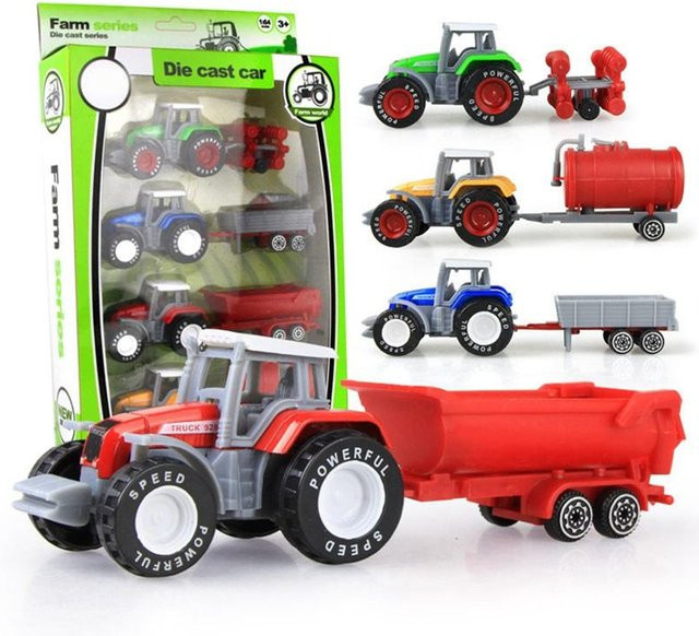Kidsly Kinderauto-Spielzeugset, Ackerschlepper, Technik-LKW, 4-teiliges Set, 1:64, ab 4 Jahren - Bild 1