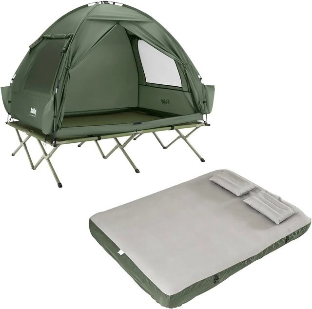 SoBuy Feldbett mit Campingzelt und Luftmatratze für 2 Personen, Grün, OGS32-II-L-GR-TP - Bild 1