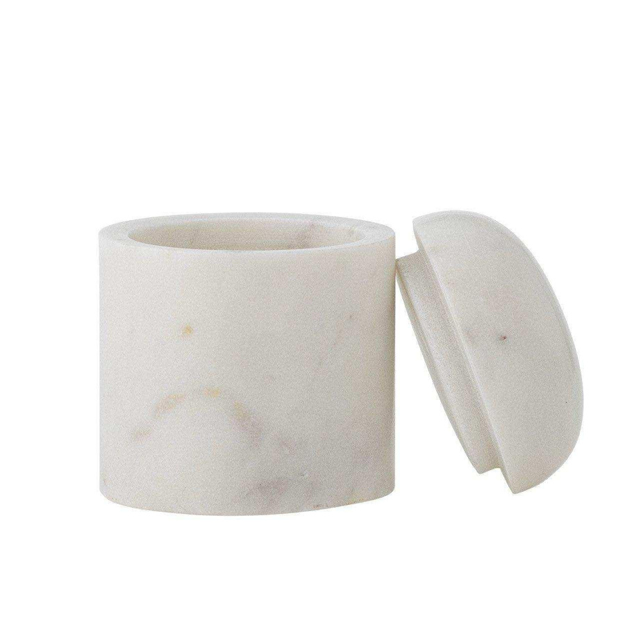 Bloomingville Lira Topf mit Deckel weißer Marmor Höhe: 9 cm, Breite: 7,5 cm, Tiefe: 7,5 cm - Bild 1