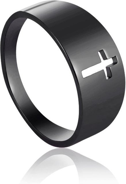 Kreuzringe Edelstahl, Schwarz, Unisex - Bild 1