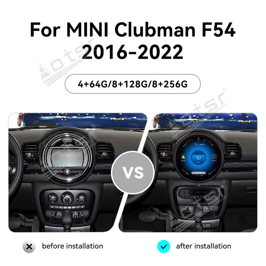 Aotsr Android 13 Autoradio mit 2K HD Touchscreen und GPS-Navigation für MINI Clubman F54 2016-2022, Farbe: Schwarz, Displaygröße: 11,8 Zoll - Bild 3