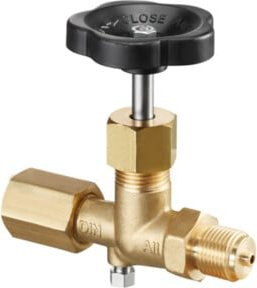 Oventrop Manometerabsperrventil DN 15 in Messing und Edelstahl mit 1/2 Zoll Spannmuffe und Zapfen in Gold/Brushed Brass - Bild 1