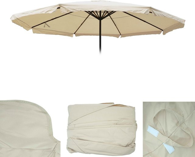 MCW Ersatz-Bezug für Sonnenschirm Carpi Pro mit Volant, Durchmesser: 5 m, Polyester, Creme - Bild 1