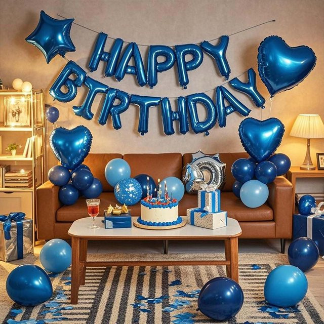 15-teiliges Set Geburtstag Luftballons Alles Gute Zum Geburtstag in Blau mit Folienballons und Latexballons zur Partydekoration - Bild 1