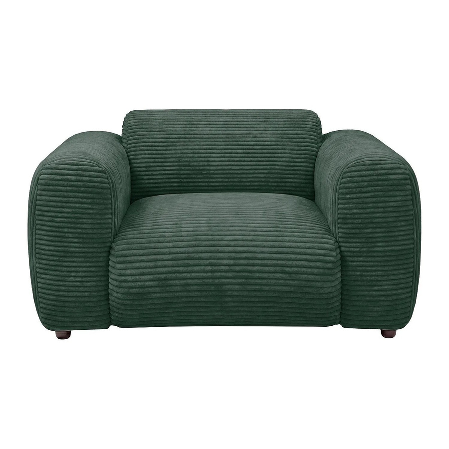 Maison Céphy Sessel Pogni mit gerader Rückenlehne in Grün aus Cord-Samt, Breite: 130 cm - Bild 2