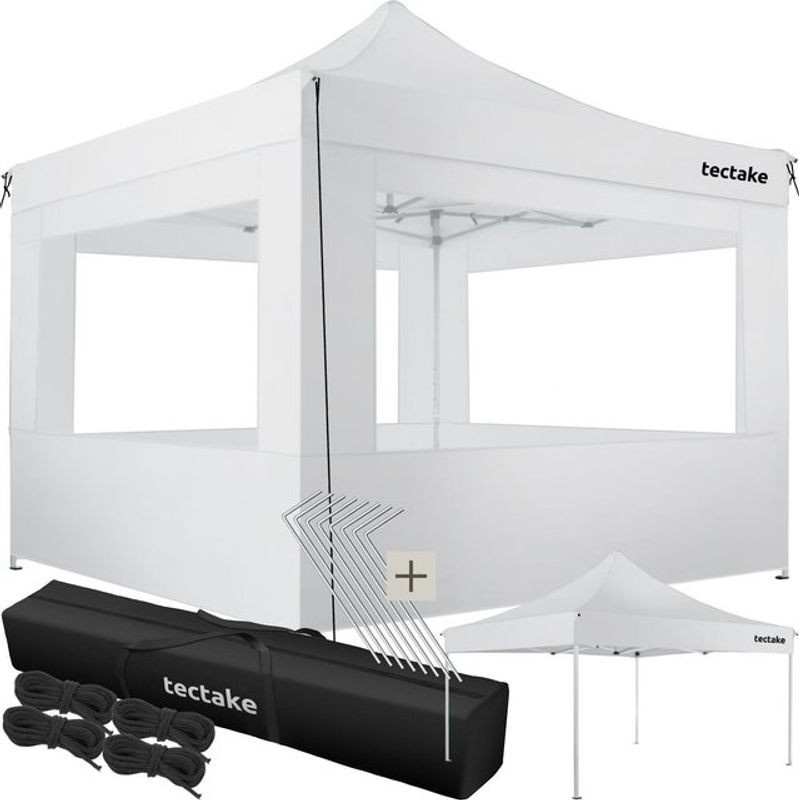 tectake Aluminium Pavillon Weiß, B/T: 300 x 300 cm, faltbar und höhenverstellbar - Bild 1